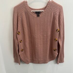 Revamped Pink Crew Neck Sweater Chunky Knit